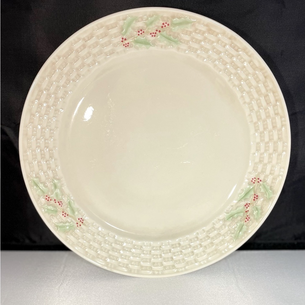 BELLEEK Enchanted Holly Dinner Plate. Rare. Vintage.  Excellent condition.